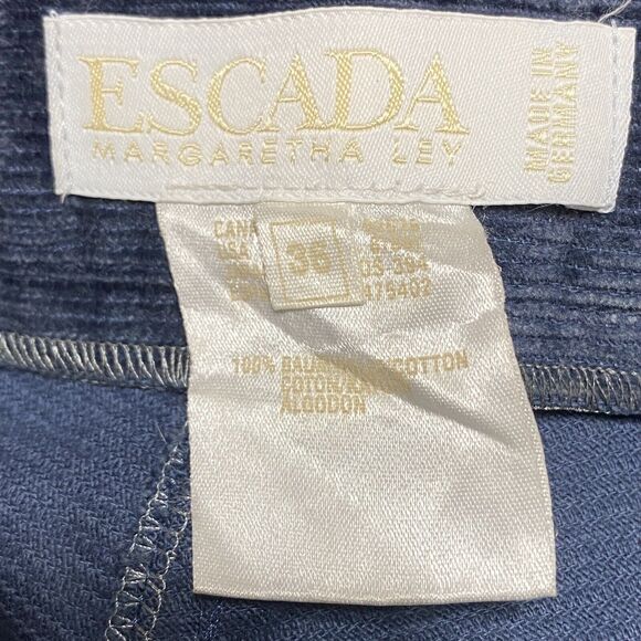 Escada Margaretha Ley Indigo Muted Navy Blue Fine Cordouroy Jeans‎ Pants Size 36 - Picture 6 of 10